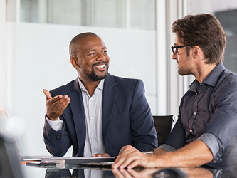 Two businessmen talking
