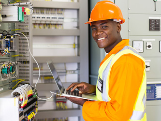 Man working on a laptop