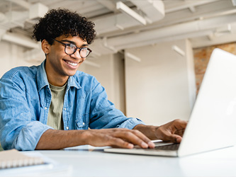 Student working on a computer
